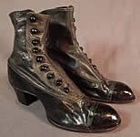 Victorian May Blossom Black Gray Two Tone Leather High Top Button Boots Shoes
