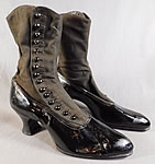 Edwardian Unworn Womens Black Wool Patent Leather High Top Button Boots
