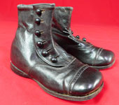 Vintage Edwardian Unworn Black Leather High Button Baby Boots Childs Shoes
