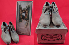 Unworn Vintage Natural Bridge Arch Shoe Suede Leather Button Strap Cutout Mary Jane
