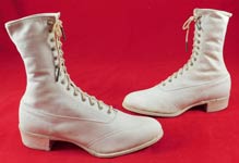 Unworn Edwardian White Leather High Top Rubber Sole Sneaker Boots Shoes 
