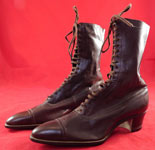 Unworn Vintage Edwardian Dark Brown Leather High Top Lace-up Boots & Box

