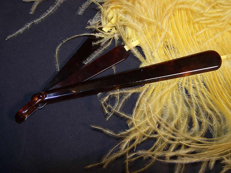Edwardian Yellow Ostrich Feather Fan  
