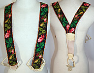 Victorian Gentlemen's Needlepoint Embroidered Suspenders Braces
