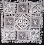 Victorian Antique Filet Bobbin Lace Renaissance Cupid Linen Cutwork Tablecloth