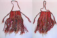 Vintage Antique Bolivia Chuspa Coca Red Wool Woven Weave Hand Loom Fringe Boho Bag