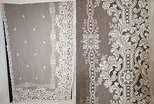 Vintage Antique White Lace Net Octagram Drapery Curtain Panel Pair 100x57
