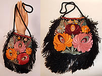 Vintage Matyo Hungarian Folk Embroidery Colorful Floral Fringe Boho Purse
