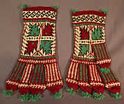 Vintage Antique Turkish Colorful Ethnic Hand Knit Wool Winter Gloves Mittens 
