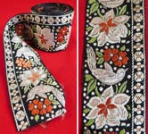 Vintage Asian Colorful Silk Damask Weave Floral Bird Polka Dot Ribbon Trim 4 Yards
