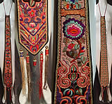 Antique Chinese Silk Embroidery Gold Couching Robe Panel Scarf Tassel Trim
