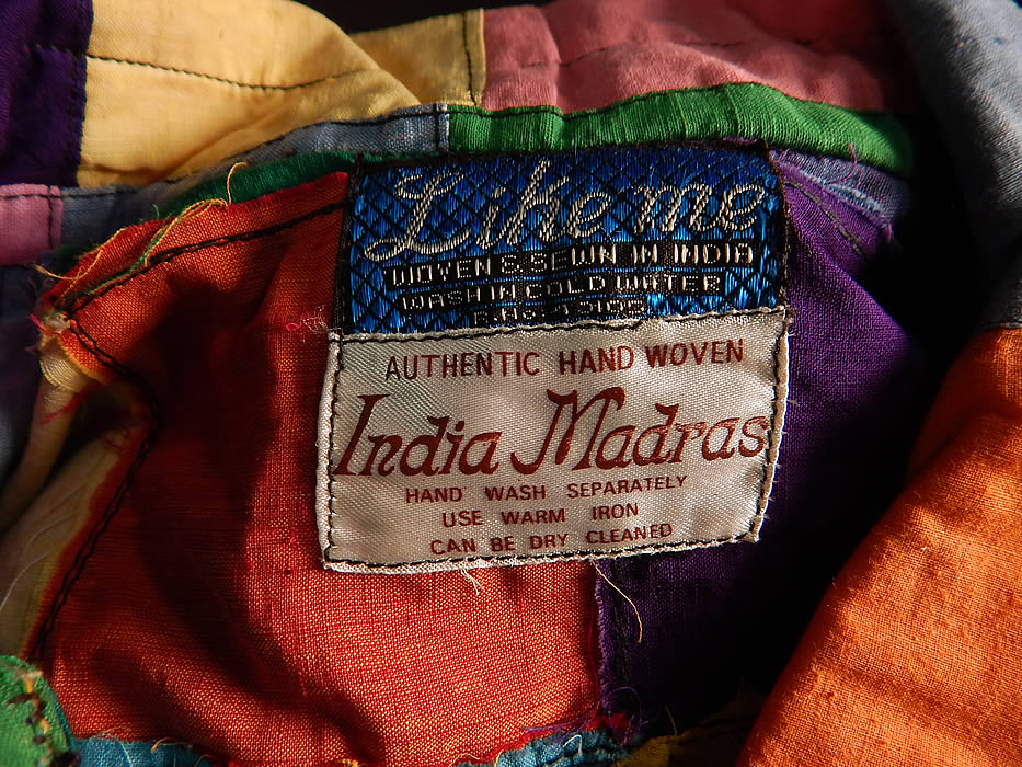 Vintage Like Me Authentic Hand Woven India Madras Patchwork Womens Shirt Blouse
There is a "Like Me" and "Authentic Hand Woven India Madras" labels sewn inside. The top measures 28 inches long, with a 38 inch bust, 36 inch waist, 24 inch long sleeves and 13 inch back shoulder seam. It is in excellent condition. This is truly a wonderful piece of boho Hippy wearable art! 