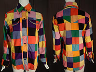 Vintage Like Me Authentic Hand Woven India Madras Patchwork Womens Shirt Blouse
