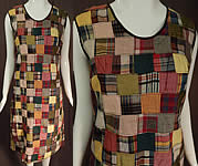 Vintage Peck & Peck Fifth Ave NY Imported India Madras Patchwork Shift Dress
