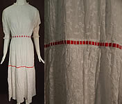 Edwardian White Cotton Batiste Floral Eyelet Embroidered Lace Lawn Dress Tea Gown
