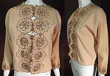 Vintage Vic & Vic Haute Couture Hong Kong Beaded Cutwork Cardigan Sweater
