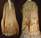Vintage Art Nouveau Silk Silver Gold Lam&eacute; Embroidered Piano Shawl Scarf Stole Wrap
