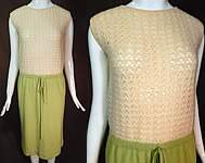 Vintage Pringle Scotland Cashmere Crochet Knit Sweater Shift Dress Pencil Skirt

