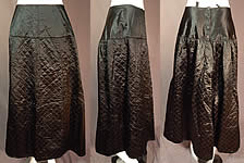 Victorian Antique Black Silk Quilted Wool Winter Petticoat Skirt

