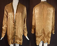 Vintage Art Deco Applique Pattern Gold Lame Long Flapper Coat Jacket
