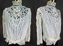 Victorian White Battenburg Tape Lace Crochet Trim Bodice Blouse Top
