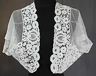 Edwardian White Net Duchesse Bobbin Tape Lace Bolero Jacket Shrug Top
