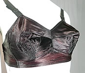 Vintage Quest-Shon Mark Black Silk Satin Stitched Cup Conical Cone Brassiere Bullet Bra
