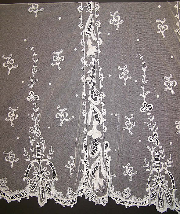 White Tambour Embroidery Net Lace Strapless Dress