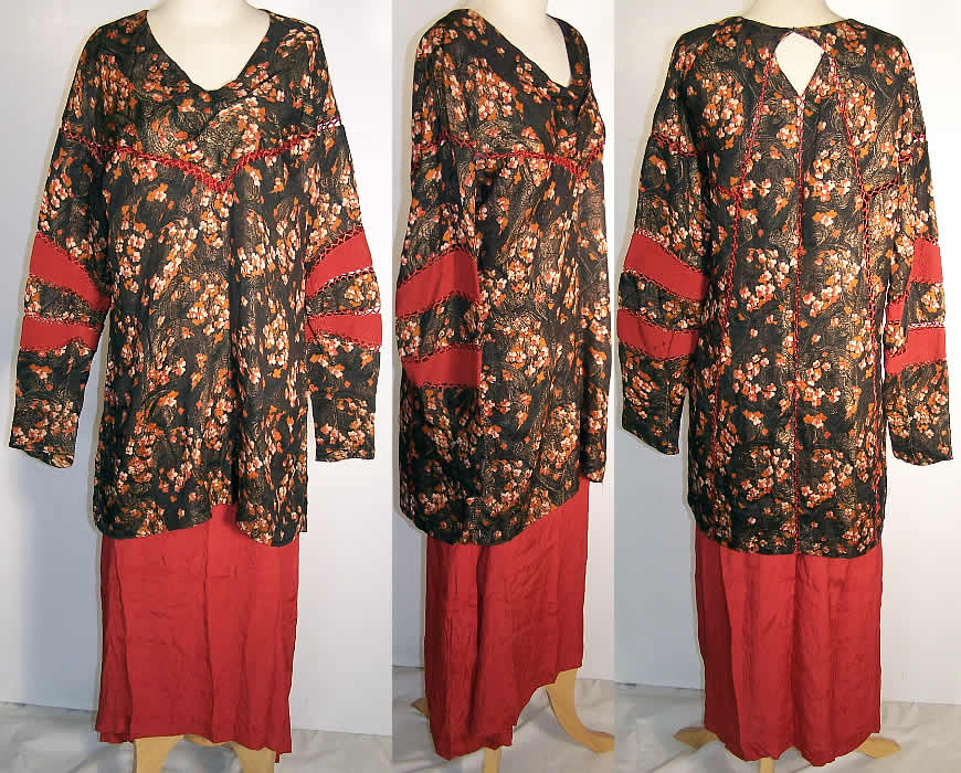 Art Deco Gold Lamé Cinnabar Slip Dress & Tunic Top Front view.
