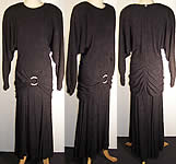 Ashlee Black Pleated Dolman Sleeve Evening Gown