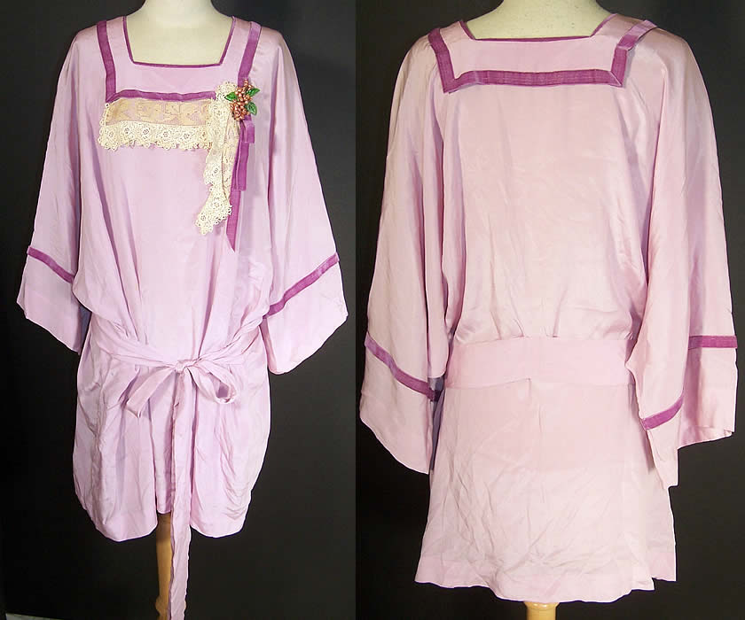 Purple Silk Irish Crochet Lace Tunic Blouse Lingerie Front view.