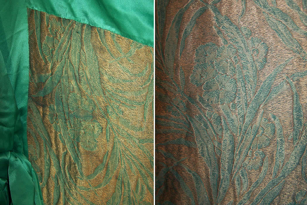 Art Deco Green Silk Gold Lam&eacute; Chiffon Cape Cloak Shawl 