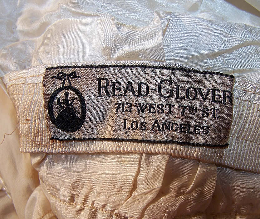  Cream Silk Beaded Ruffled Drop Waist Flapper Dress Close up.