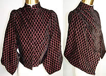 Victorian Red & Black Voided Velvet Mantle Cape Jacket
