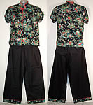 Vintage Youth Charm Chinese Fishing Print Rayon Pajamas