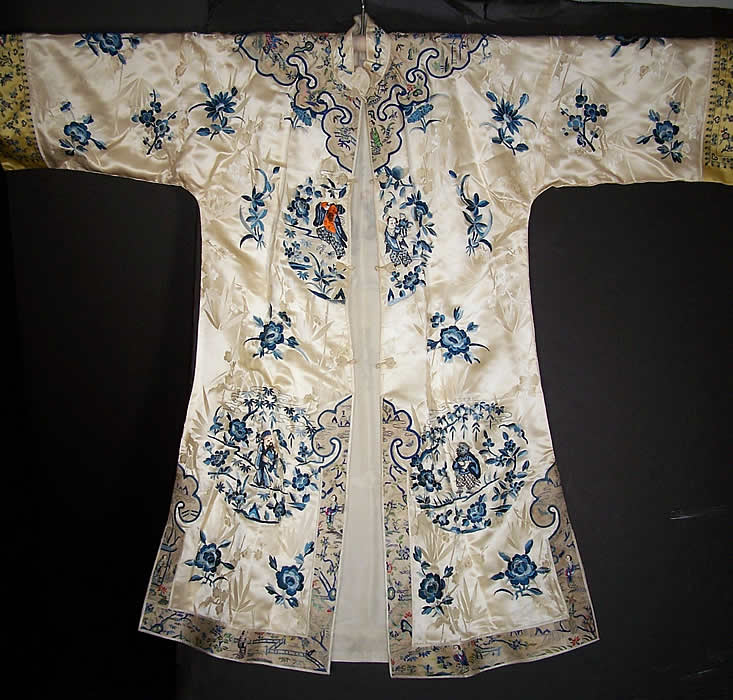 Chinese Eight Immortals Figural Embroidered Robe Coat front