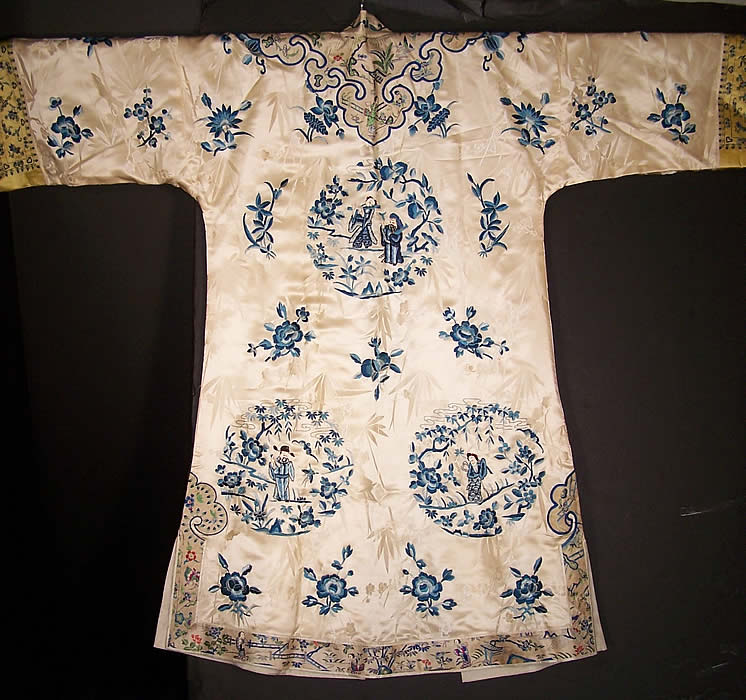 Chinese Eight Immortals Figural Embroidered Robe Coat back