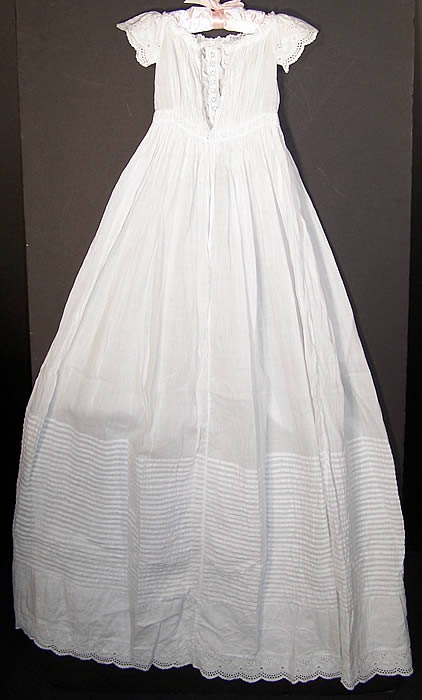 Victorian Ayrshire Whitework Christening Gown Dress back view