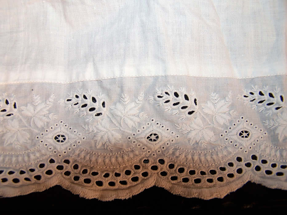 Victorian Ayrshire Whitework Christening Gown Dress Close up.