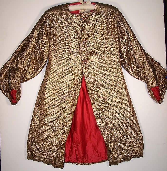 Art Deco Gold Lam&eacute; Red Dot Evening Coat Jacket Close up.