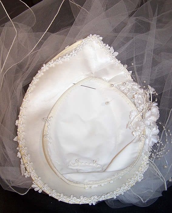 Jessica McClintock Bridal Wedding Gown Dress Hat Close up.