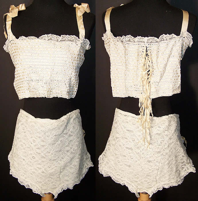 Vintage Lace Brassiere Bra Tap Panties Lingerie Lot Front view.
