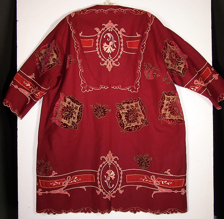 The Gallery of Wearable Art Burgundy Wool Embroidered Coat back view