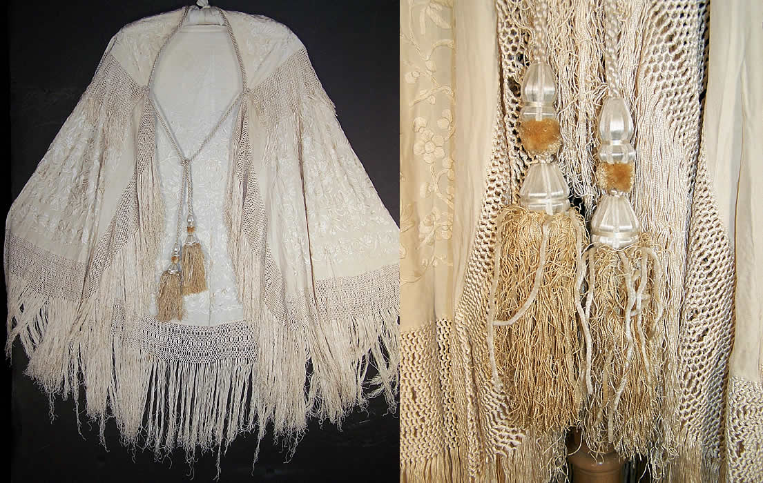 Antique Off White Silk Fringed Trim Never Used 