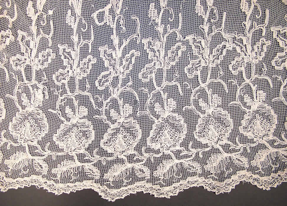 Pink Embroidered Net Lace Drop Waist Dress Close-up View.