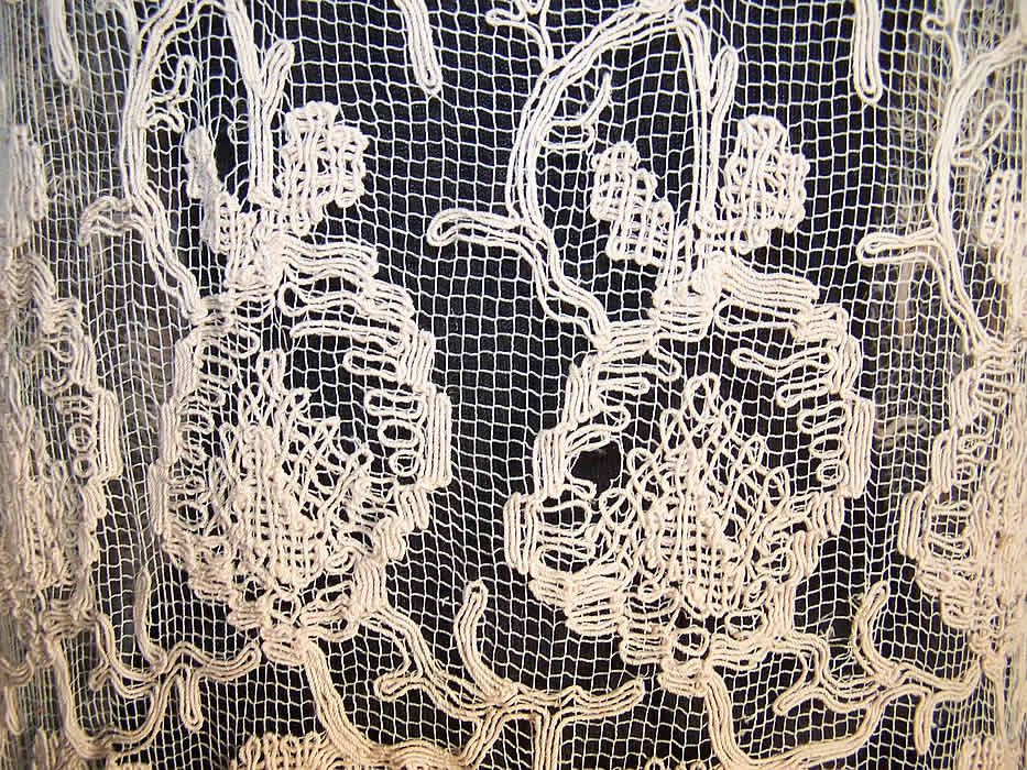 Pink Embroidered Net Lace Drop Waist Dress close-up view.