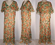 Orange Blossom Floral Print Silk Chiffon Bias Cut Dress