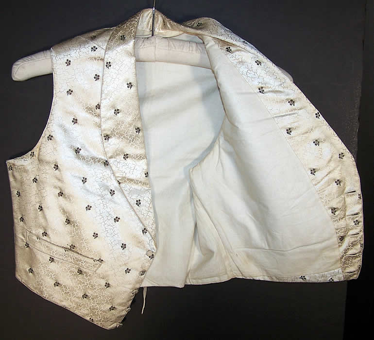 Victorian Gentlemen's Silk Brocade Wedding Waistcoat Vest inside view