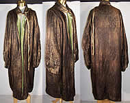 Art Deco Gold Lam&eacute; Green Velvet Cocoon Opera Coat 