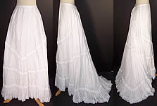 Victorian White Batiste Lace Train Wedding Petticoat Skirt